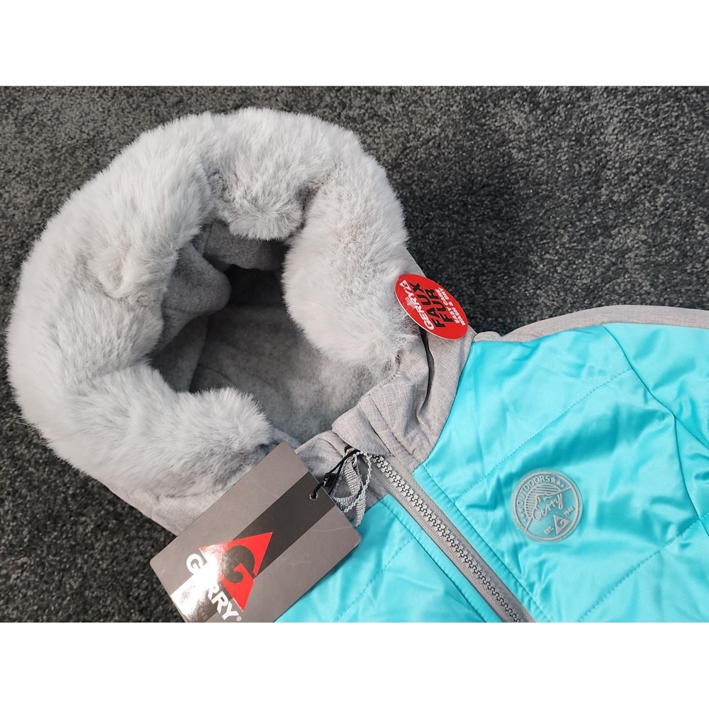 Gerry Outdoors Kids Teal Blue Puffer Jacket with Faux Fur Hood‎ and Beanie 2T